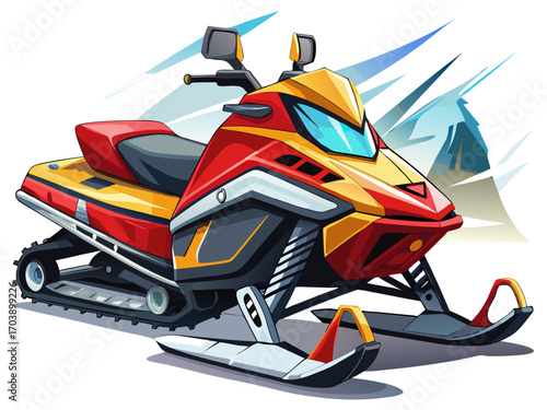 A high-quality vector illustration of a snowmobile vehicle, isolated on a white background