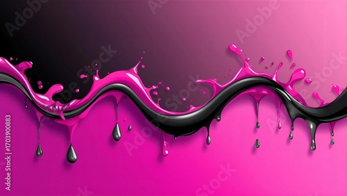Black and pink abstract watercolor splash fluid background