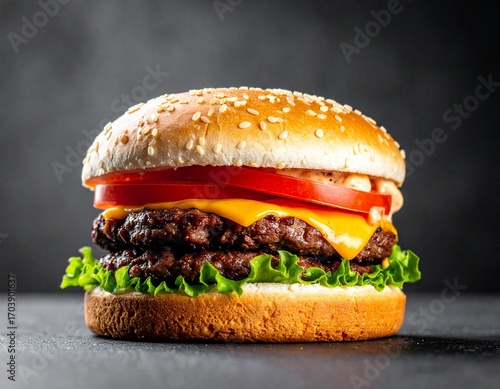 hamburger on black background