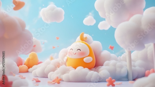 Adorable orange creature in cloud forest