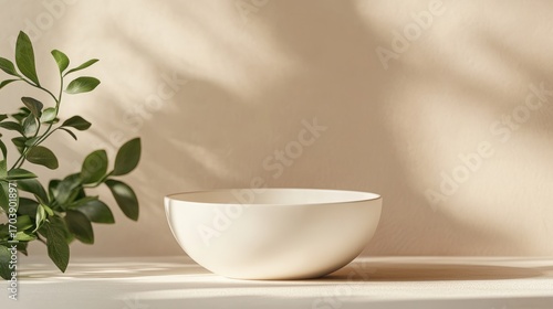 Empty white bowl natural light