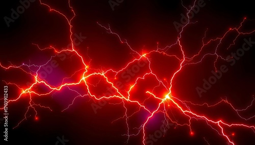 Abstract vibrant lightning bolts, energy sparks on dark background,  bright,  digital art