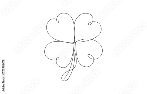 four-leaf clover continuous line art drawing