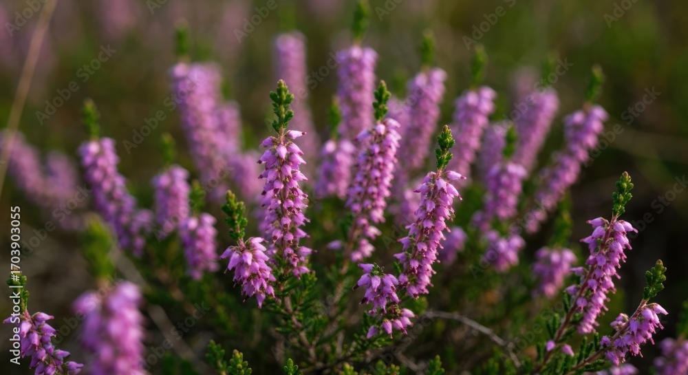 Fototapeta premium Close-up of vibrant purple heather blossoms