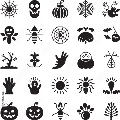 set of silhouette halloween icons
