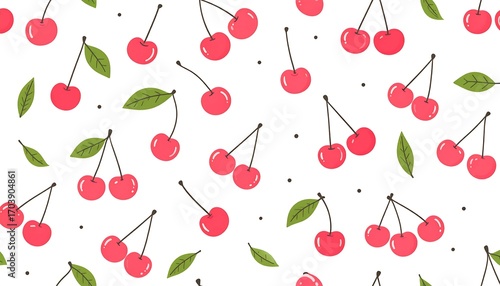 Cute cherry pattern on white background (1)
