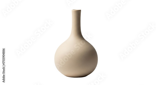 A serene beige vase embodying minimalist elegance and grace on a sleek black background a on transparent background