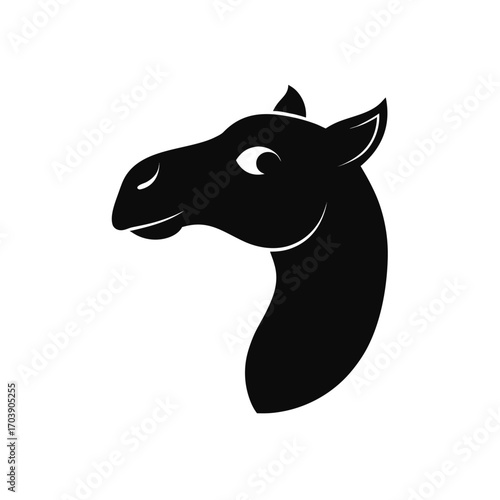 Silhouette camel portrait on transparent background