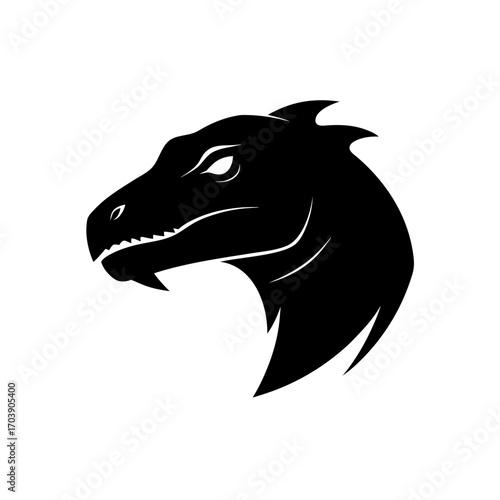 Silhouette dragon head on transparent background