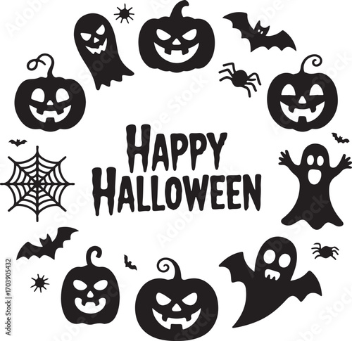 set of silhouette halloween icons