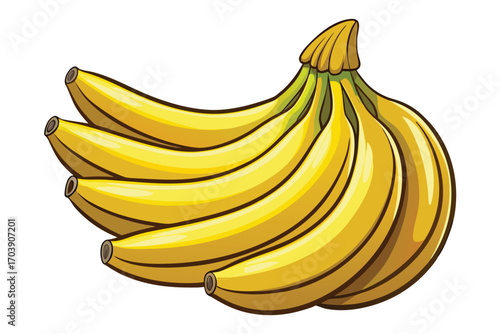 Vibrant Vector Illustration of a Ripe Banana Bunch A Colorful and Playful Depiction of a Healthy Tropical Fruit
