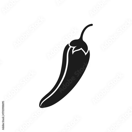 Silhouette of chili pepper on transparent background