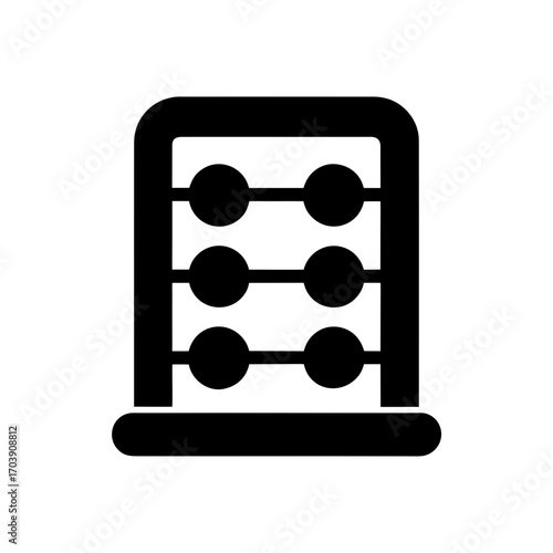 Simple black abacus icon on transparent background silhouette