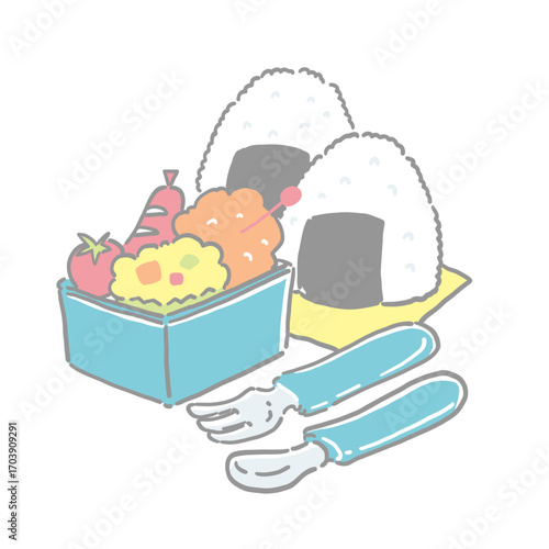 カラフルな子供用のお弁当のイラスト