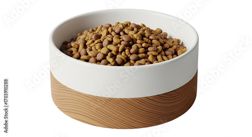 A modern dog bowl overflowing with delicious kibble promising happy feeding times for your on transparent background