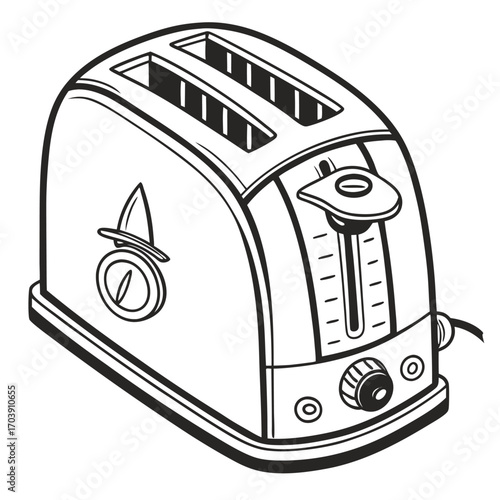 Detailed Line Art Toaster Illustration Kitchen Appliance Simplicity in Design Capturing the Essence of a Classic Breakfast Essential