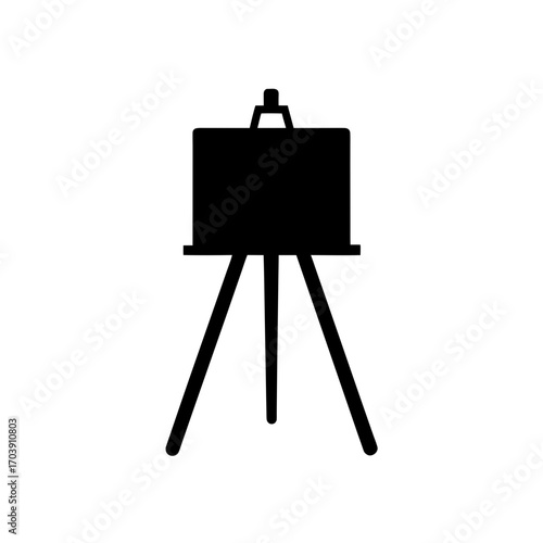 Easel with blank canvas on transparent background silhouette