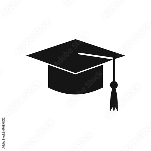 Graduation mortarboard cap on transparent background silhouette
