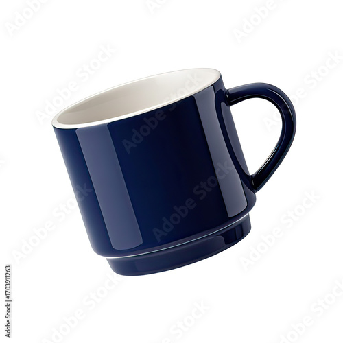 Stylish Navy Blue Coffee Mug Isolated on White Background, Generative AI