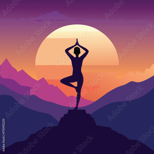 silhouette of a woman doing yoga