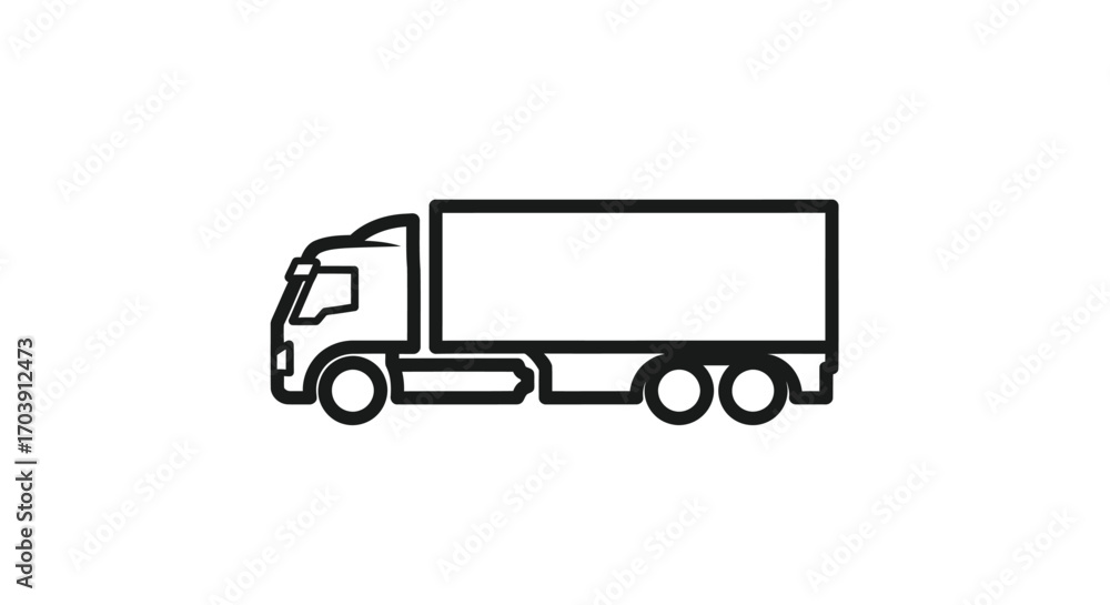 Fototapeta premium Commercial Truck and Cargo Trailer Vector Illustration