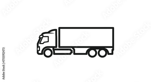 Commercial Truck and Cargo Trailer Vector Illustration