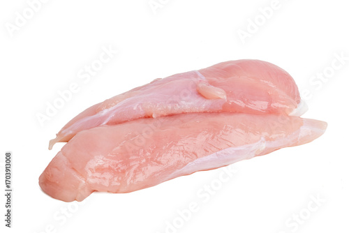 Photo of chicken with a high-resolution camera stacking focus technic using on a white background.