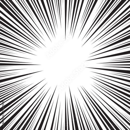 Manga comic explosion, motion or movement effect, vector background. Manga anime cartoon radial speed lines and abstract pattern for comic book burst, flash ray or explode bang action	