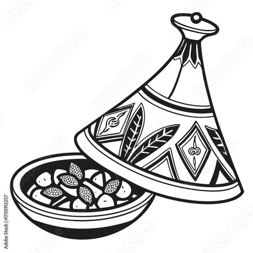 Silhouette of an Antique Middle Eastern Ewer A Black and White Depiction of Traditional Vessel Design With an Elegant Spout