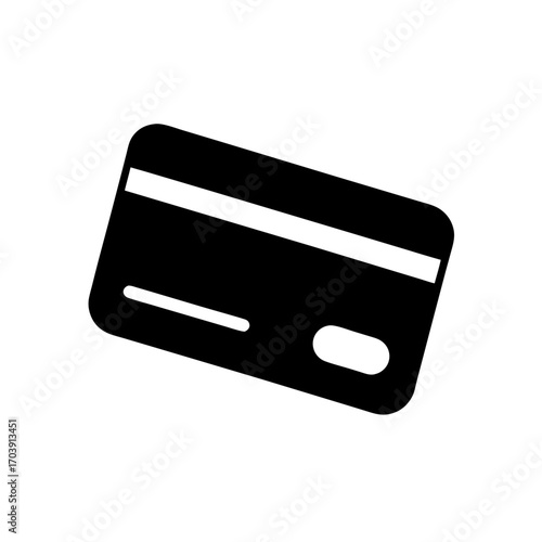 A black credit card icon on transparent background silhouette