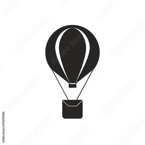 Balloon black and white art on transparent background silhouette