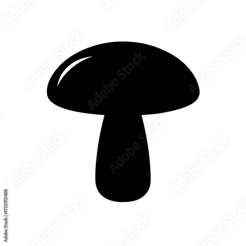 Black mushroom silhouette on transparent background