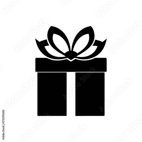 Present with bow simple on transparent background silhouette
