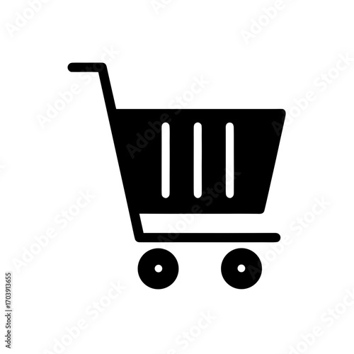 Shopping cart simple icon on transparent background silhouette