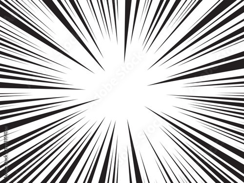 Manga comic explosion, motion or movement effect, vector background. Manga anime cartoon radial speed lines and abstract pattern for comic book burst, flash ray or explode bang action	
