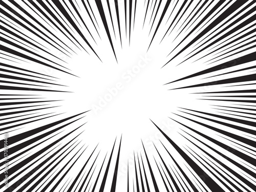 Manga comic explosion, motion or movement effect, vector background. Manga anime cartoon radial speed lines and abstract pattern for comic book burst, flash ray or explode bang action	