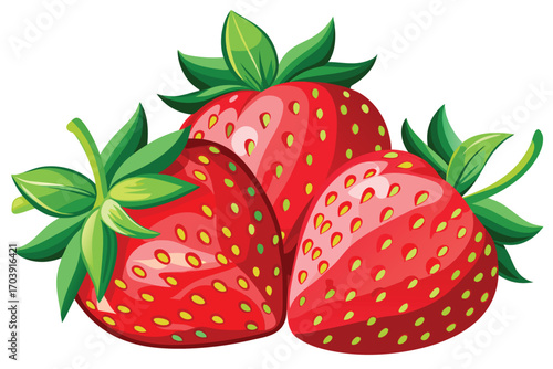Vibrant and Luscious Strawberry Arrangement A Tempting Still Life of Nature's Candy and Green Leaves Promising Deliciousness and Freshness