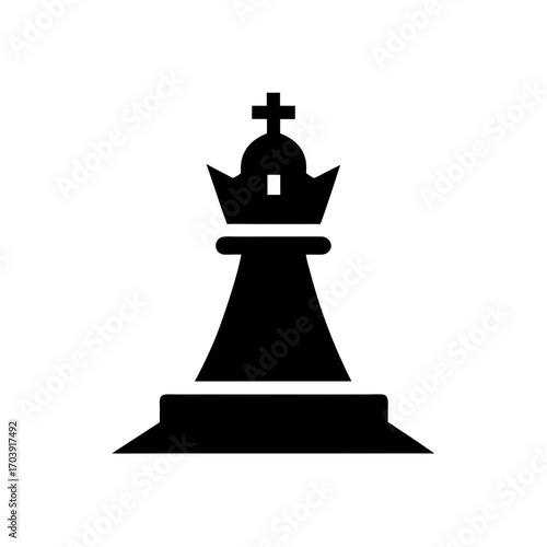 Black chess king piece art on transparent background silhouette