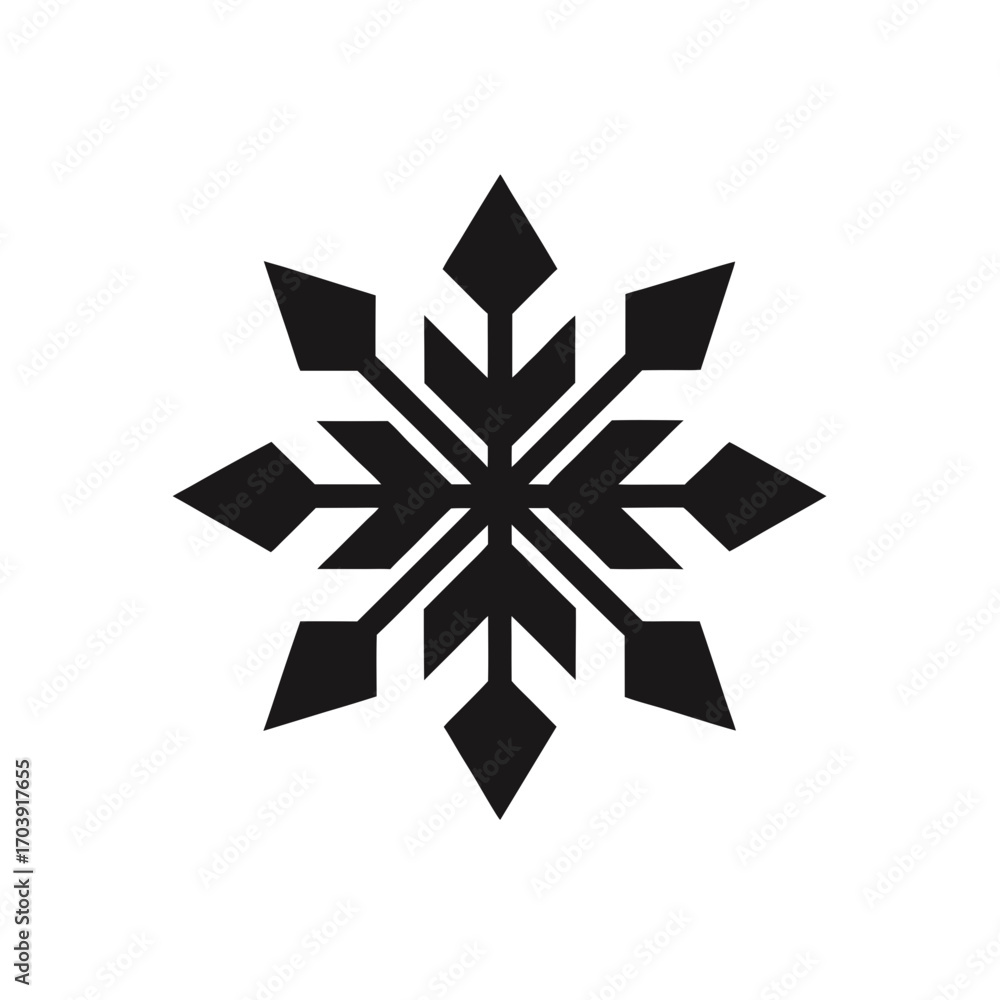 Obraz premium Simple black snowflake art on transparent background silhouette