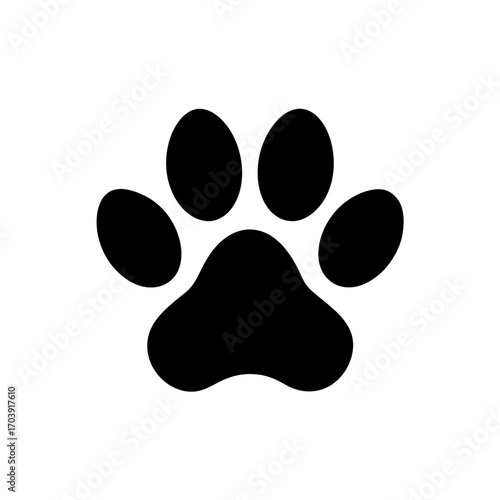 Black paw print silhouette on transparent background