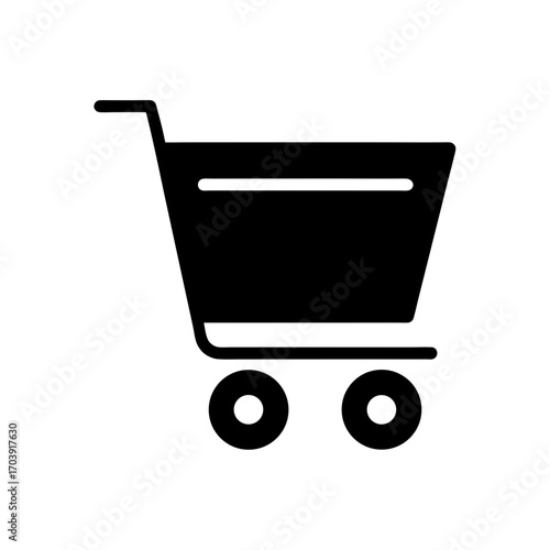 Simple shopping cart icon on transparent background silhouette