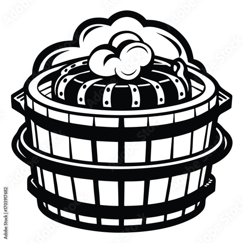 Striking Black and White Illustration of a Ceremonial Fire Pit with Flames and Rising Smoke, Symbolizing Tradition and Warmth