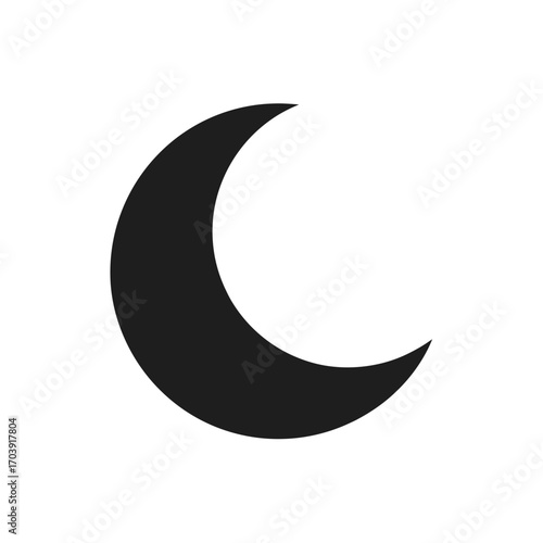 Crescent moon simple art on transparent background silhouette