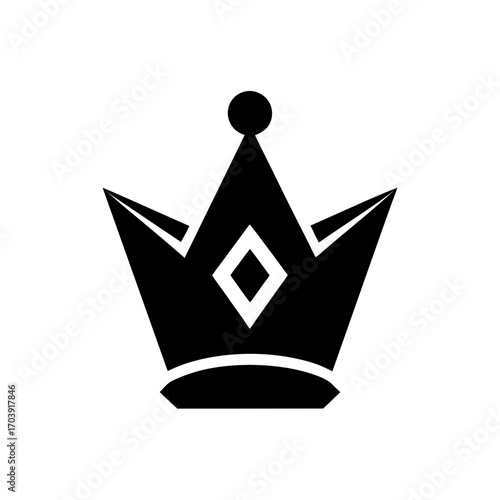 Simple black crown icon on transparent background silhouette
