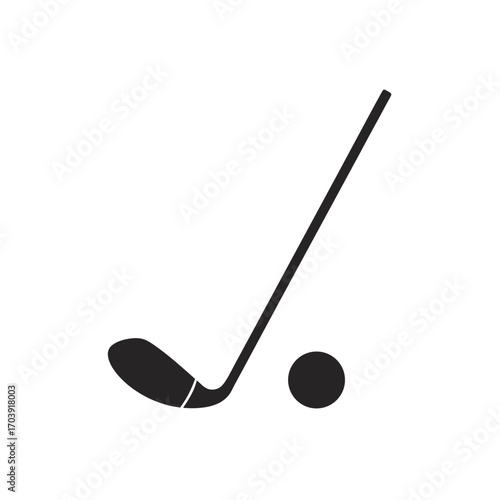 Golf club and a golf ball on transparent background silhouette