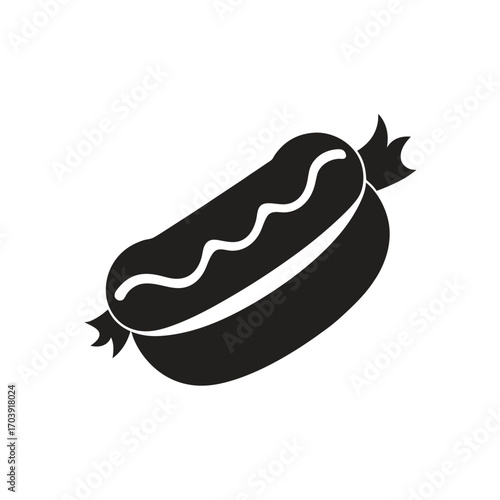 Simple hotdog with relish on transparent background silhouette