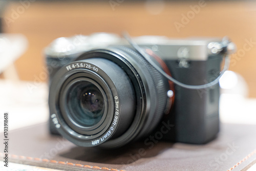 Photos A showcase of Sony cameras including the Alpha A7CII, A7III, and ZV series, displayed inside a retail store