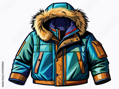 A high-quality vector illustration of an arctic parka jacket, isolated on a white background