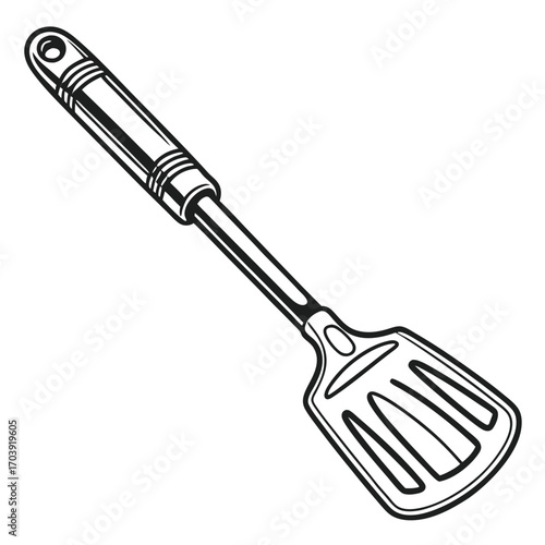 Sleek Silhouette of a Kitchen Spatula Utensil for Cooking and Food Preparation