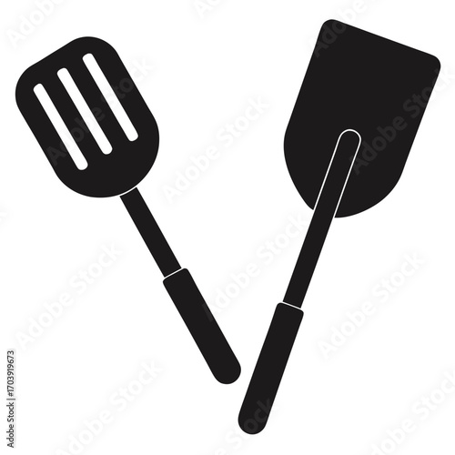 Sleek Silhouette of a Kitchen Spatula Utensil for Cooking and Food Preparation